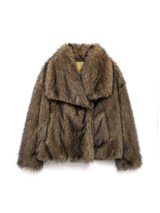 Fake Fur Lapel Baggy Winter Short Coats