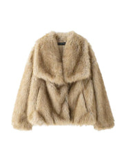 Fake Fur Lapel Baggy Winter Short Coats