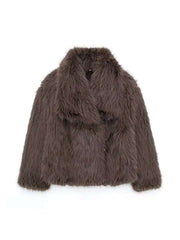 Fake Fur Lapel Baggy Winter Short Coats