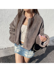 Fluff Long Sleeve Fitted Short Coats