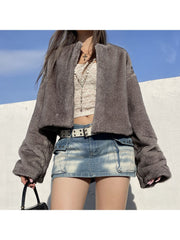 Fluff Long Sleeve Fitted Short Coats