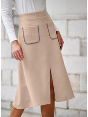 Frayed Suede A-line Split Hem Skirts