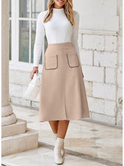 Frayed Suede A-line Split Hem Skirts