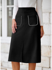 Frayed Suede A-line Split Hem Skirts