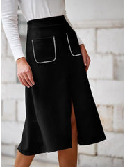 Frayed Suede A-line Split Hem Skirts