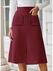 Frayed Suede A-line Split Hem Skirts