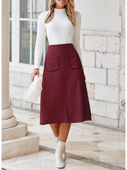 Frayed Suede A-line Split Hem Skirts