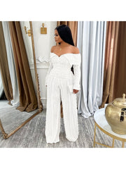 Off Shoulder Lapel Cropped Pant Sets