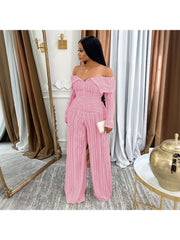 Off Shoulder Lapel Cropped Pant Sets