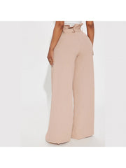 Solid Color Wide Leg Four Long Pants