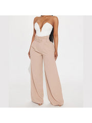 Solid Color Wide Leg Four Long Pants