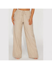 Lace Up Pure Color High Rise Wide Leg Pants