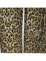 Sexy Leopard Sequins Fur Patchwork Sleeveless 2pcs Pant Sets