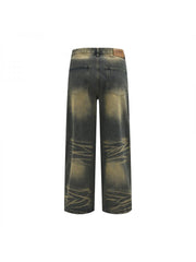 Ruched Denim Multi Pocket Cargo Wide Leg Jeans