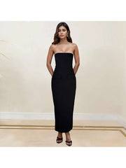 Strapless High Rise Split Hem Maxi Dress