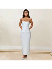 Strapless High Rise Split Hem Maxi Dress