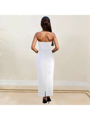 Strapless High Rise Split Hem Maxi Dress