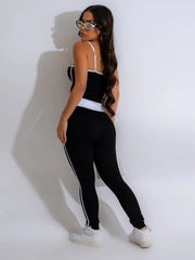 Bodycon Cropped Tank Colorblock Pant Sets