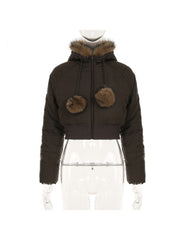 Padded Fake Fur Hooded Zipper Coats