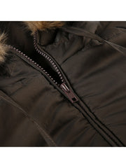 Padded Fake Fur Hooded Zipper Coats