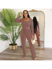 Distressed Ribbed Cropped Pocket Pant Sets