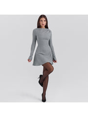 Plain Color A-line High Rise Mini Dress