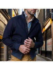 Casual Stand Collar Single Breasted Long Sleeve Men Jackets