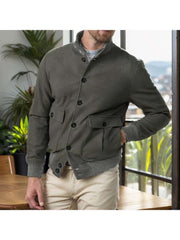 Casual Stand Collar Single Breasted Long Sleeve Men Jackets