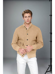 Casual Stand Collar Single Breasted Long Sleeve Men Jackets