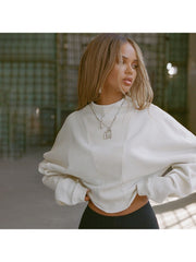 Irregular Line Batwing Sleeve Cropped Tops