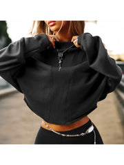 Irregular Line Batwing Sleeve Cropped Tops