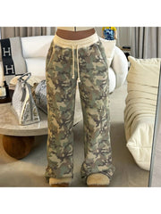 Camouflage Print Zipper Hooded Pant Sets