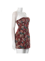 Floral Jacquard Weave Strapless Mini Dress