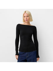 Plain Ruched Split Hem Bodycon Tops