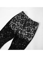 Lace Floral Cropped Sheer Fitted Pant Sets