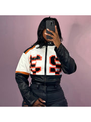 Colorblock Zipper Cropped Bomber Jacket