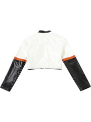 Colorblock Zipper Cropped Bomber Jacket