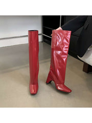 Modernist Solid Square Toe High Boots