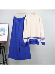 Colorblock Striped Loose Sweater Sets