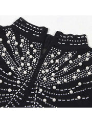 Beading Feather Sheer Rhinestones Mini Dress