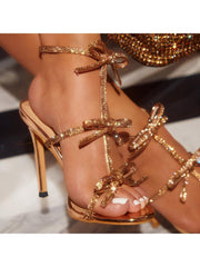 Shiny Rhinestone Bow High Heels