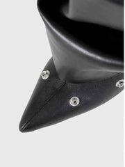 Solid Color Ruched Buckle-loop Boots