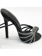 Shiny Rhinestones Tie-wrap Pointed High Heels