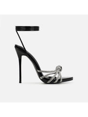 Shiny Rhinestones Tie-wrap Pointed High Heels