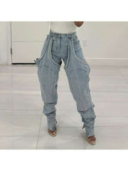 Irregular Denim Patchwork Streetwear Jeans
