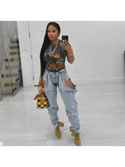 Irregular Denim Patchwork Streetwear Jeans
