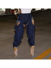 Irregular Denim Patchwork Streetwear Jeans
