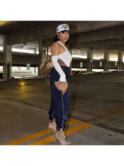 Irregular Denim Patchwork Streetwear Jeans