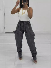 Irregular Denim Patchwork Streetwear Jeans