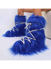 Fake Fur Plush Tie-wrap Flat Heel Snow Boots
